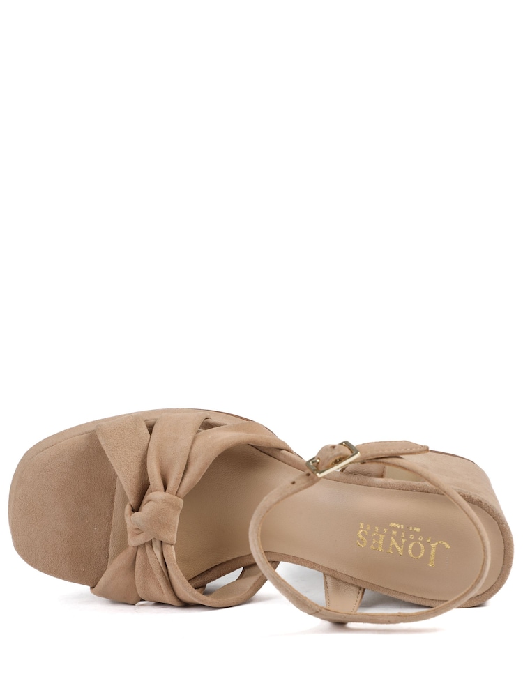 Jones Bootmaker Sand Suede Gloriana Block Heel Leather Buckled Sandals - Image 6 of 6