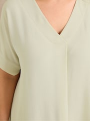 Evans Natural Pleated Front Knee Length Dress - Image 4 of 5