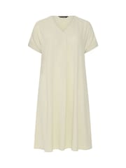 Evans Natural Pleated Front Knee Length Dress - Image 5 of 5