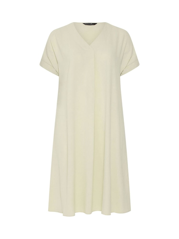 Evans Natural Pleated Front Knee Length Dress - Image 5 of 5