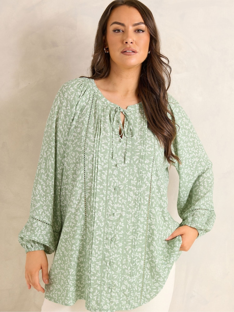 Evans Green Long Sleeve Pintuck Lace Top - Image 1 of 5