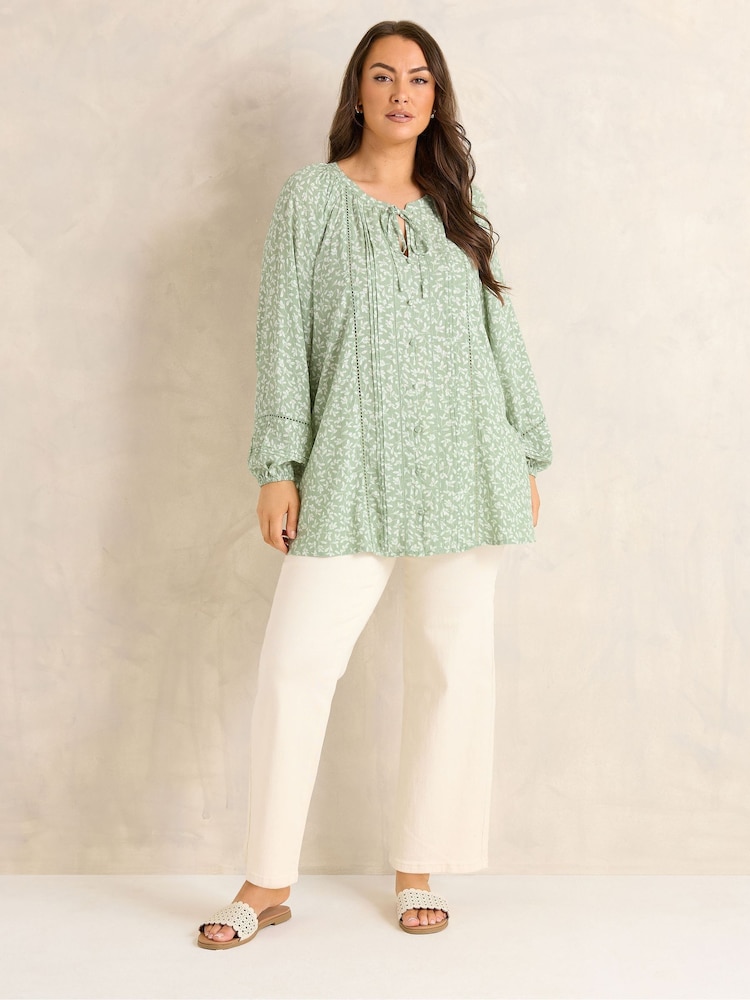 Evans Green Long Sleeve Pintuck Lace Top - Image 2 of 5