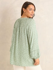 Evans Green Long Sleeve Pintuck Lace Top - Image 3 of 5