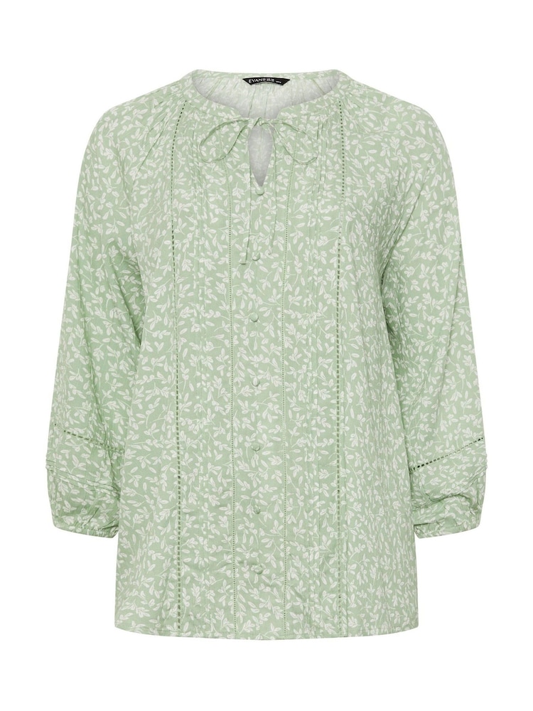 Evans Green Long Sleeve Pintuck Lace Top - Image 5 of 5