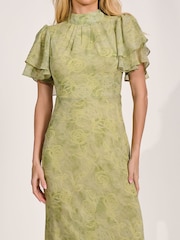 Jolie Moi Green High Neck Angel Sleeve Chiffon Maxi Dress - Image 3 of 6