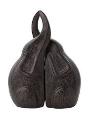 Widdop Set of 2 Dark Brown Kissing Elephants - Image 1 of 2