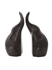 Widdop Set of 2 Dark Brown Kissing Elephants - Image 2 of 2