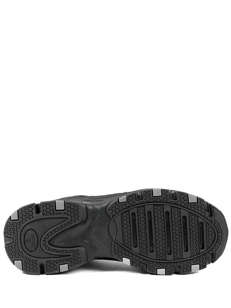 Pavers Black Extra Wide Leather Memory Foam Lace Up Trainers - Image 6 of 6