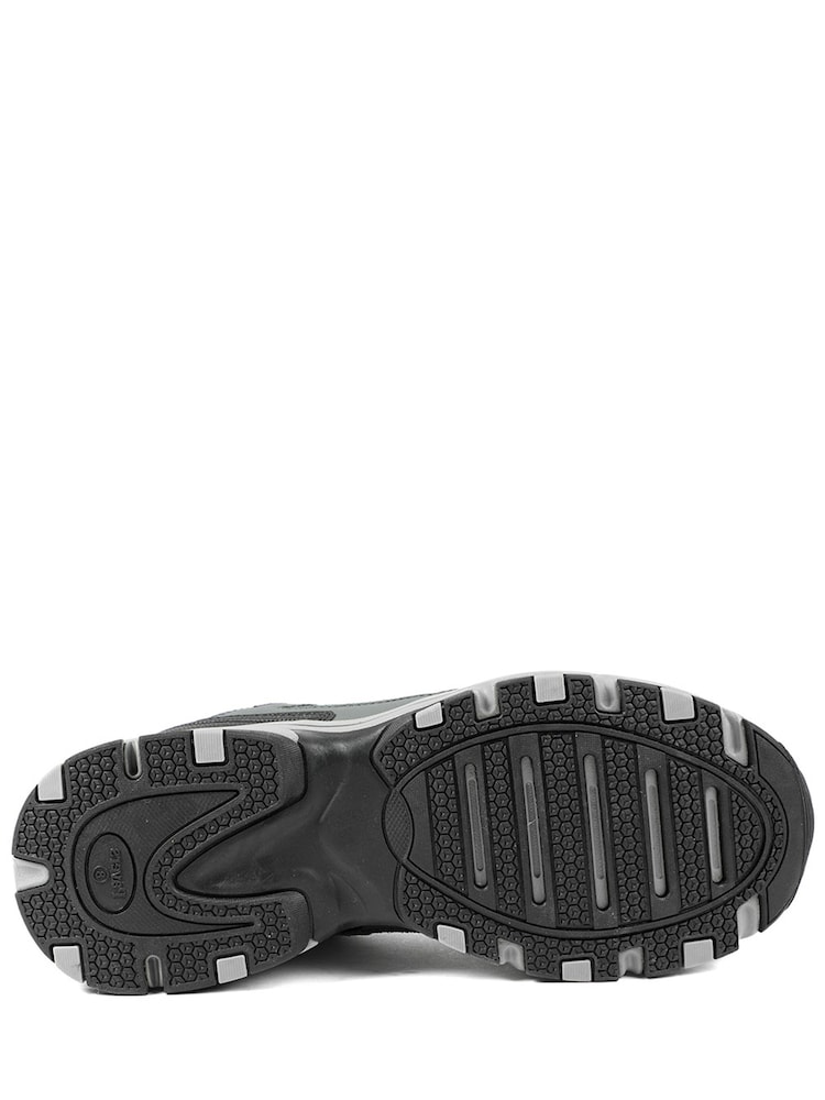 Pavers Grey Extra Wide Leather Memory Foam Lace Up Trainers - Image 5 of 5