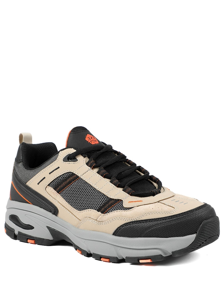 Pavers Natural Extra Wide Leather Memory Foam Lace Up Trainers - Image 1 of 5