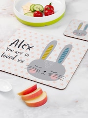 Personalised Easter Bunny Placemat and Coaster Set by Treat Republic - Image 2 of 3