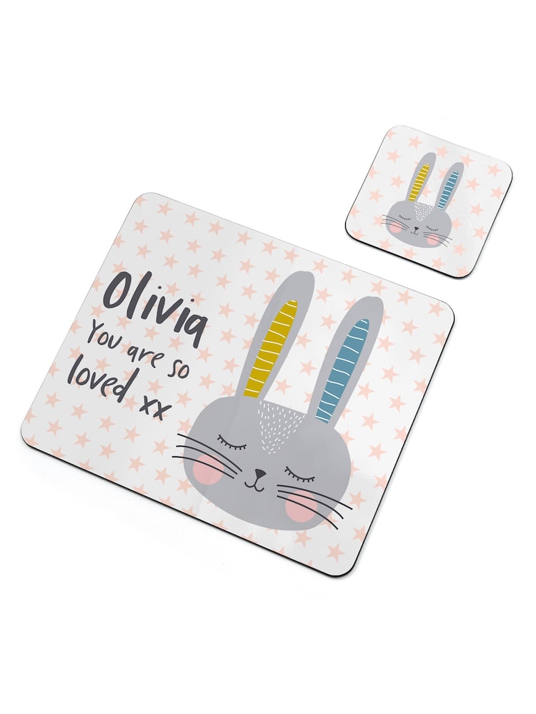 Personalised Easter Bunny Placemat and Coaster Set by Treat Republic - Image 3 of 3