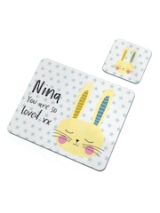 Personalised Easter Bunny Placemat and Coaster Set by Treat Republic - Image 3 of 3