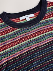 Rainbow Fairisle Cotton Rich Soft Touch Long Sleeve Crew Neck Jumper - Image 7 of 7