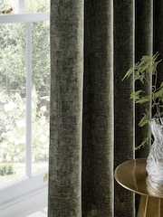 Green Super Thermal Plush Chenille Eyelet Curtains - Image 6 of 7