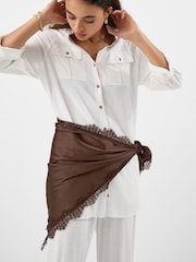 Accessorize Brown Lace Satin Triangle Scarf - Image 2 of 3