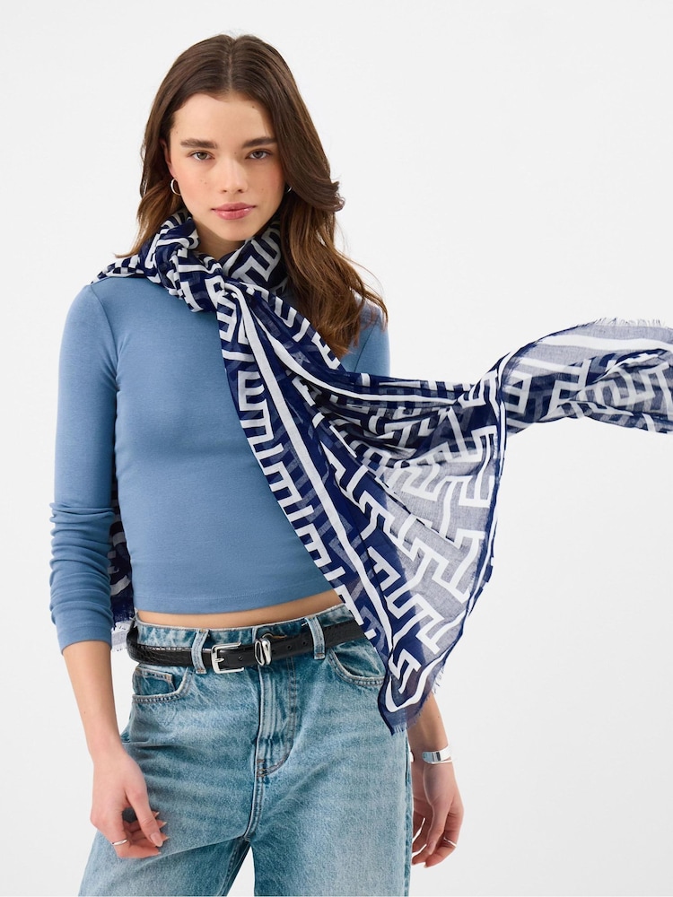 Accessorize Blue Lightweight Geometric Print Scarf - Image 1 of 1