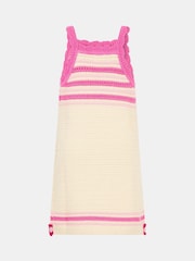 Angels By Accessorize Pink Flower Knit Crochet Dress - Image 2 of 2