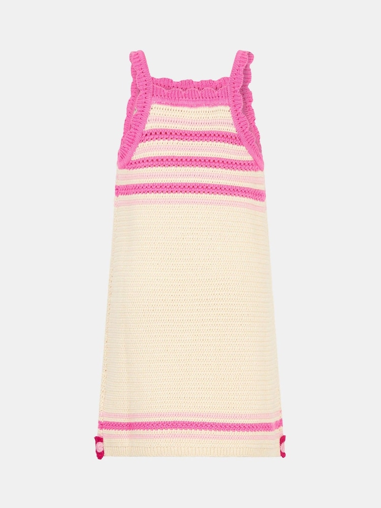 Angels By Accessorize Pink Flower Knit Crochet Dress - Image 2 of 2 Angels By Accessorize Pink Flower Knit Crochet Dress - Image 2 of 2