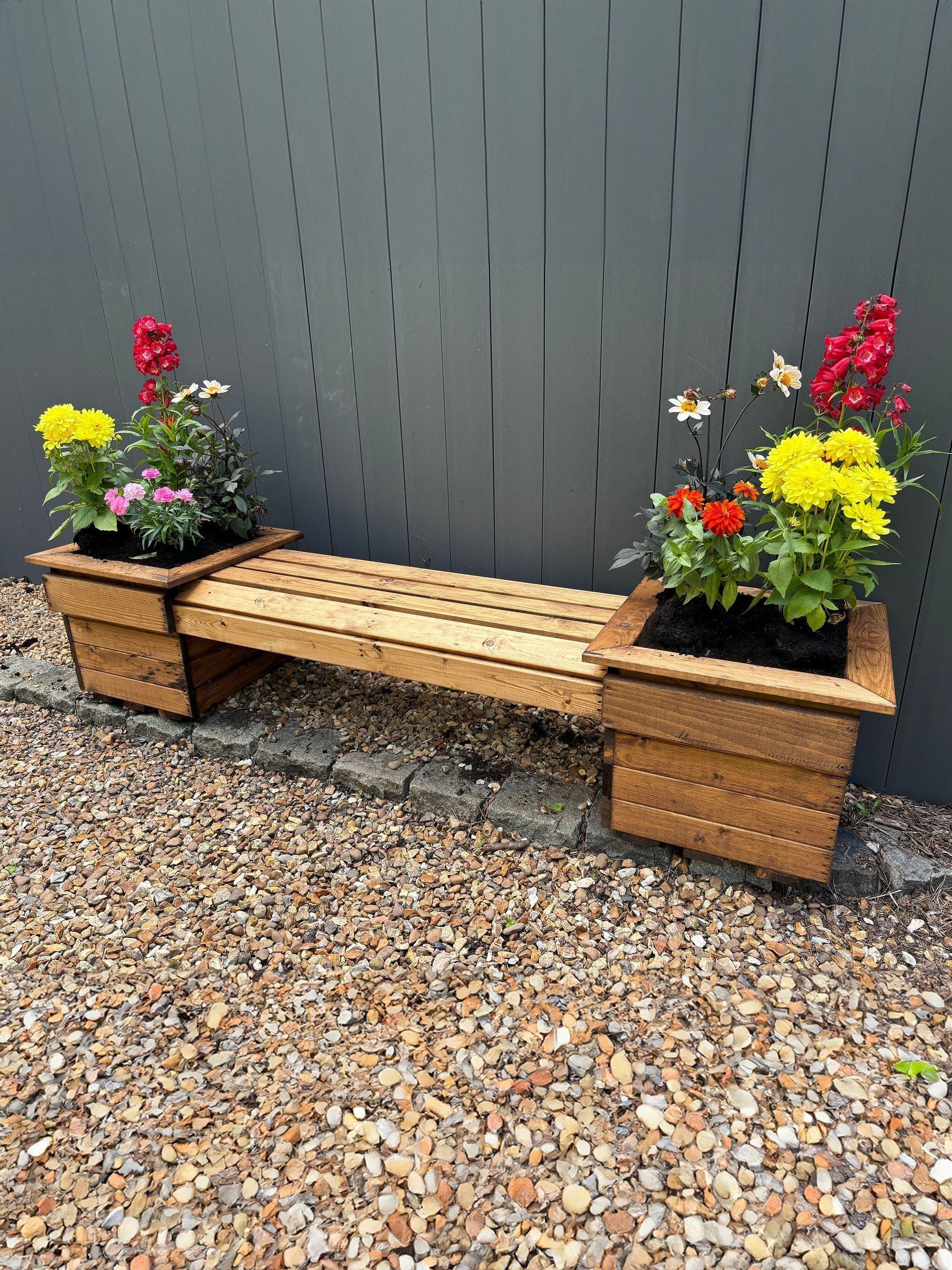 Charles Taylor Knights Double Planter Bench Flat Packed, Brown - Image 3