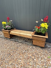Charles Taylor Brown Knights Double Garden Planter Bench - Image 1 of 4