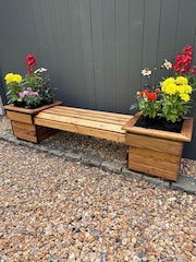 Charles Taylor Brown Knights Double Garden Planter Bench - Image 2 of 4
