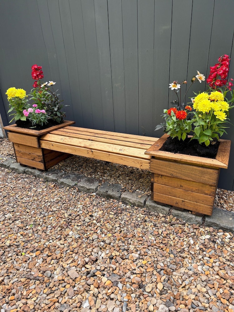 Charles Taylor Brown Knights Double Garden Planter Bench - Image 2 of 4