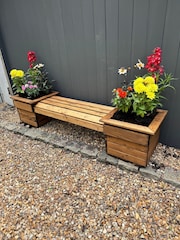 Charles Taylor Brown Knights Double Garden Planter Bench - Image 3 of 4