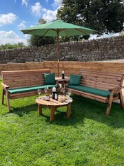 Charles Taylor Brown 6 Seater Balmoral Garden Corner Set With Round Coffee - Image 6 of 8