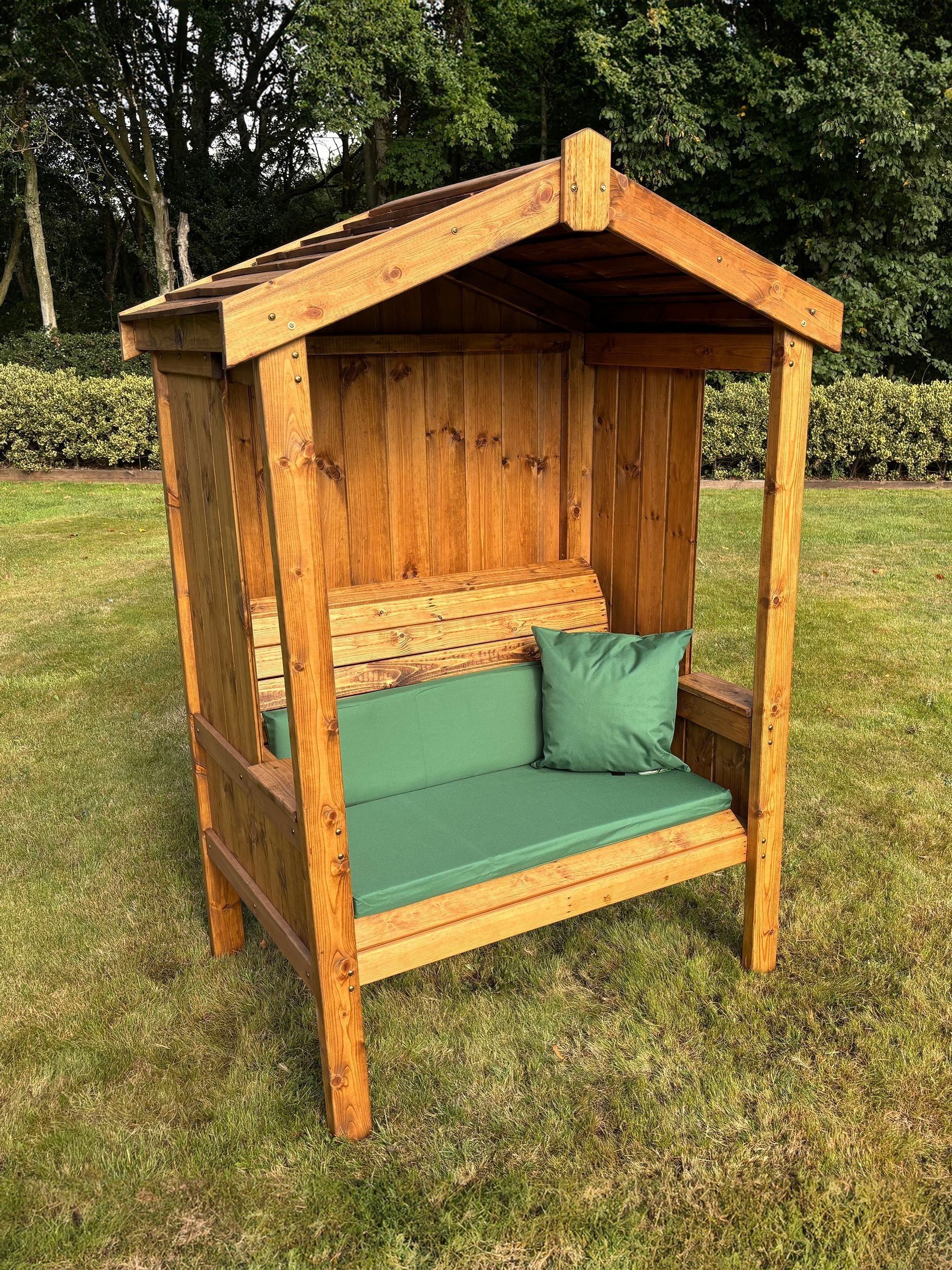 Charles Taylor Unisex Light Brown Two Seater Imperial Arbour - Green Cushion Included - Fully Assembled In Size 10 - Image 2