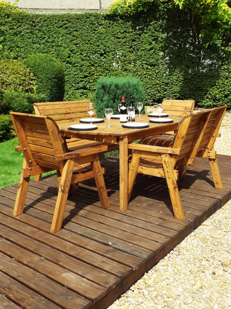Charles Taylor Brown 6 Seater Rectangular Garden Chair Table Set - Image 5 of 5