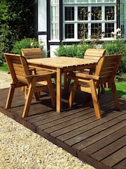 Charles Taylor Brown 4 Seater Square Garden Table Set - Image 1 of 5