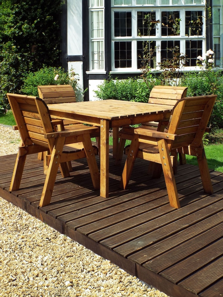 Charles Taylor Brown 4 Seater Square Garden Table Set - Image 1 of 5