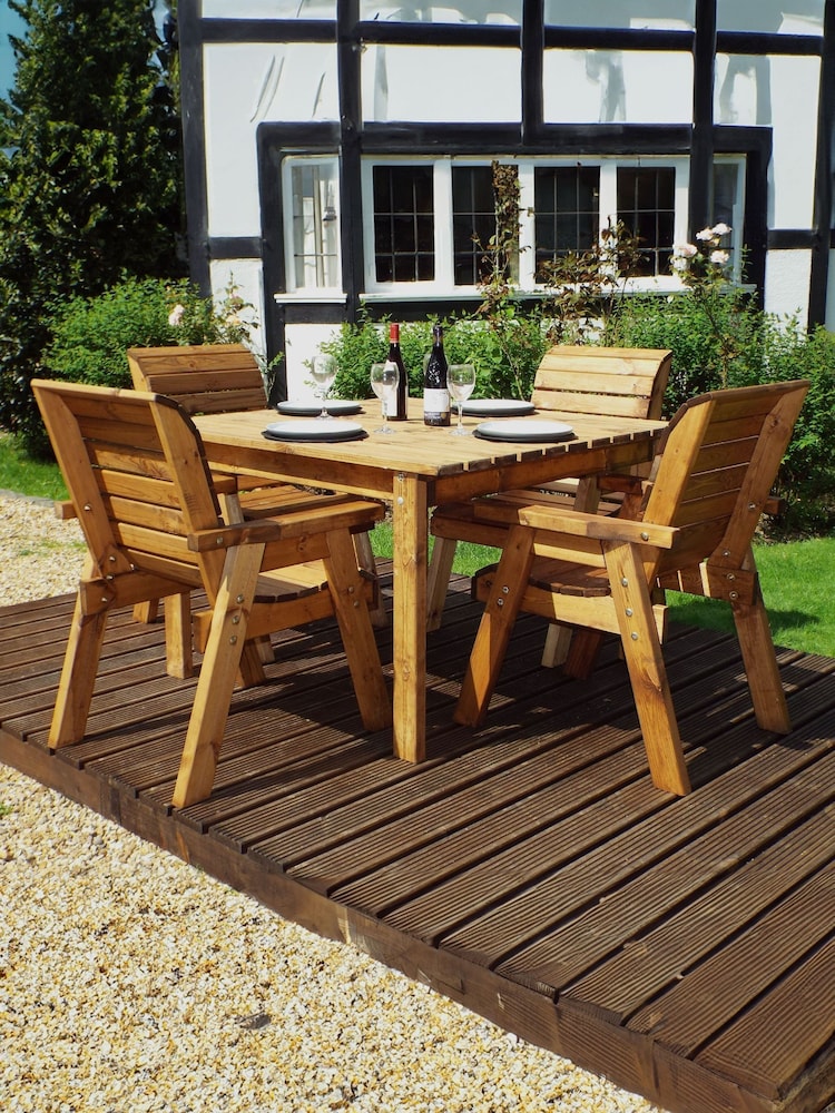 Charles Taylor Brown 4 Seater Square Garden Table Set - Image 2 of 5