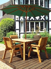 Charles Taylor Brown 4 Seater Square Garden Table Set - Image 3 of 5