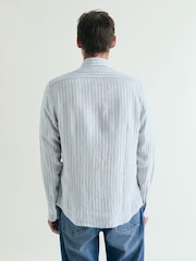 Scalpers Brown Stripe Fancy Linen Shirt - Image 3 of 5