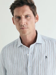 Scalpers Brown Stripe Fancy Linen Shirt - Image 4 of 5