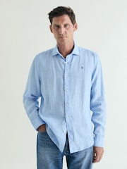 Scalpers Blue Fancy Linen Shirt - Image 2 of 5