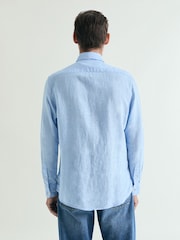 Scalpers Blue Fancy Linen Shirt - Image 3 of 5
