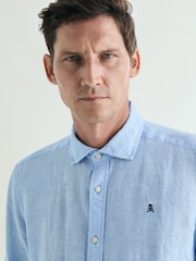 Scalpers Blue Fancy Linen Shirt - Image 4 of 5