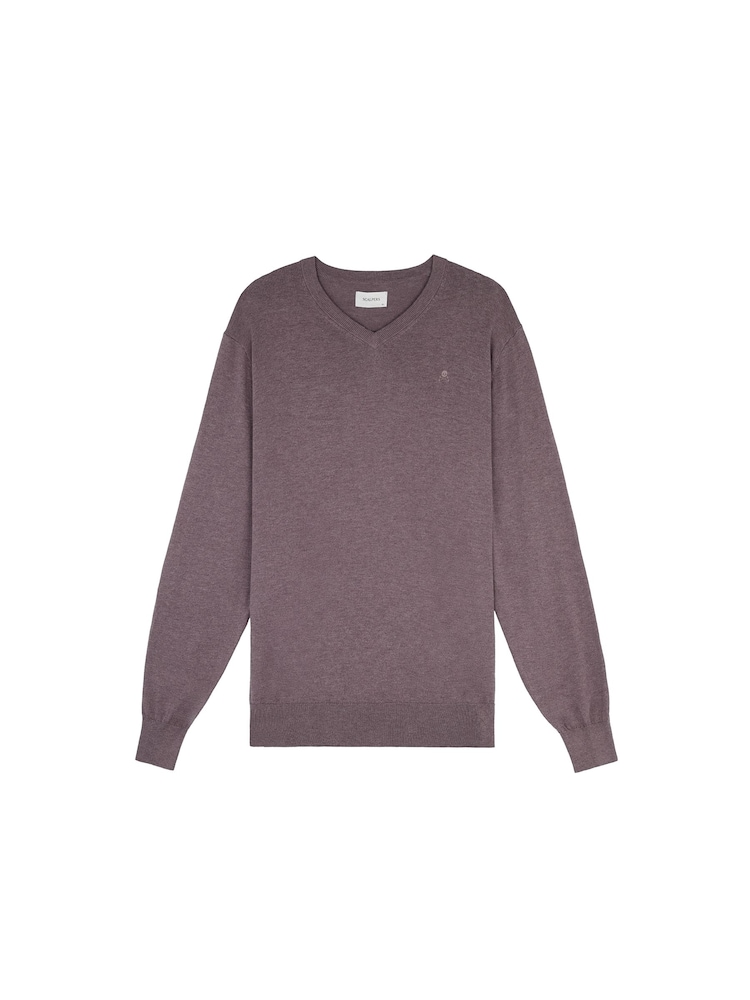 Scalpers Purple Skull V-Neck Jumpers - Image 5 of 5
