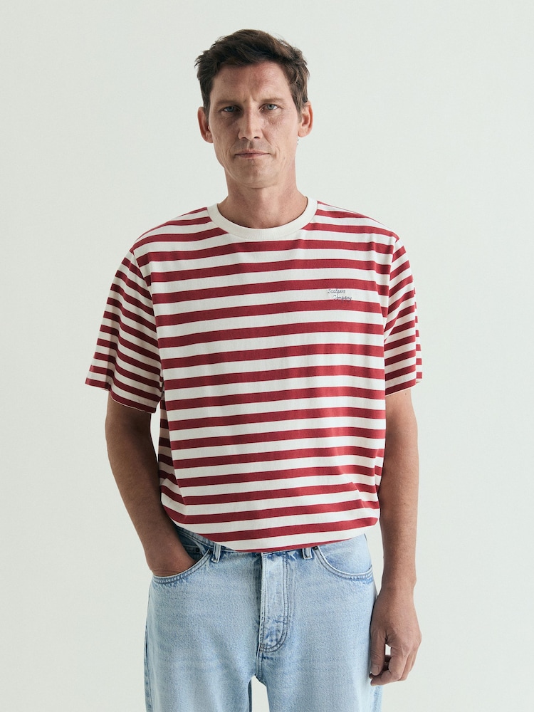 Rojo - Scalpers Mixed Striped T-Shirt - Imagen 2 de 4