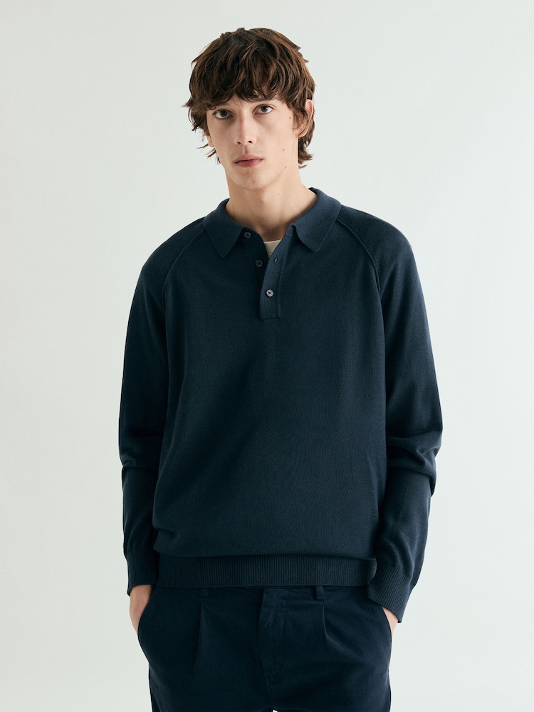 Scalpers Ranglan Long Sleves Polo Shirt - Imagen 2 de 5