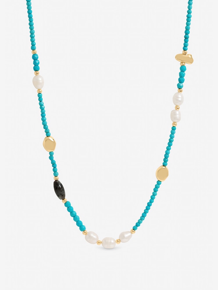 Jon Richard Blue Lapis and Pearl Beaded Necklace - Image 1 of 1
