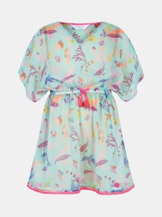 Angels By Accessorize Blue Girls Sea Print Kaftan - Image 2 of 3