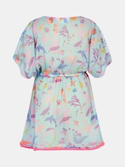 Angels By Accessorize Blue Girls Sea Print Kaftan - Image 3 of 3