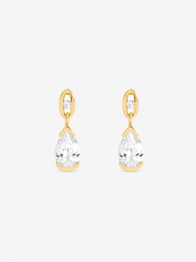 Jon Richard Gold Gold Plated and Cubic Zirconia Pear Drop Earrings - Image 2 of 2