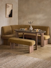 Relaxed Chenille Dark Ochre Yellow Left Hand Corner Dining Table and Bench Set - Image 1 of 9