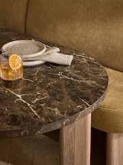 Relaxed Chenille Dark Ochre Yellow Left Hand Corner Dining Table and Bench Set - Image 3 of 9