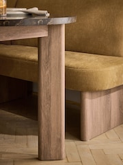 Relaxed Chenille Dark Ochre Yellow Left Hand Corner Dining Table and Bench Set - Image 6 of 9